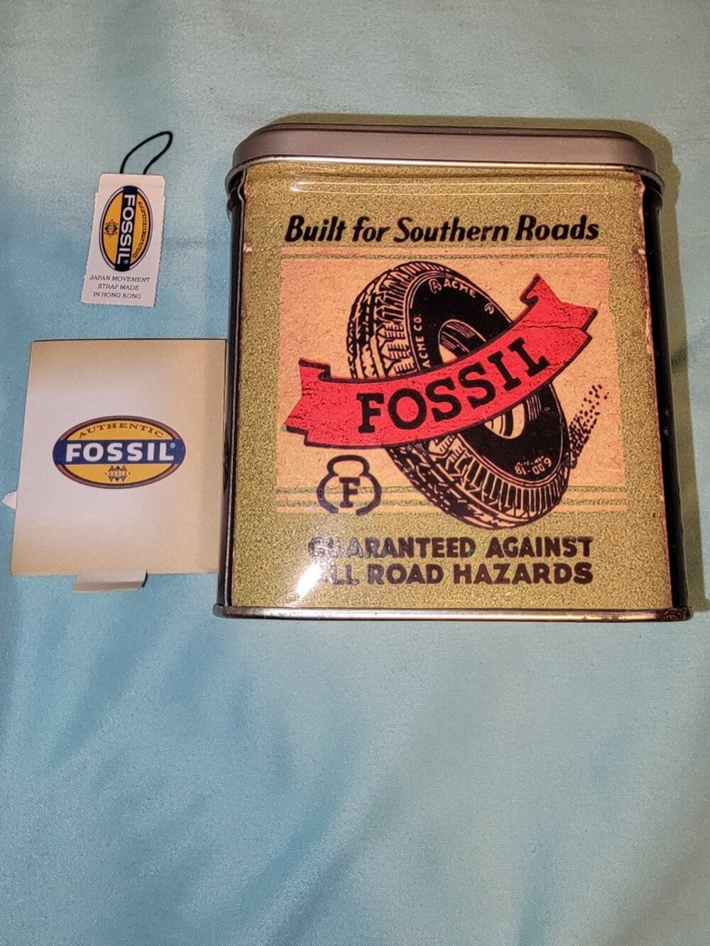 Fossil 1999 4"X 3.75" Cities Service Motor Oil Advertising Empty Watch Tin